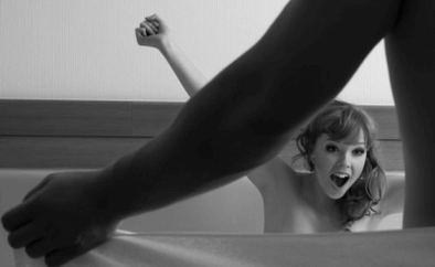 The woman was surprised by a member of the member size with the help of soda