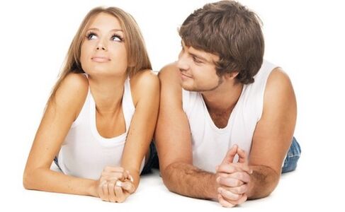 a woman and a man are thinking about penis enlargement with soda